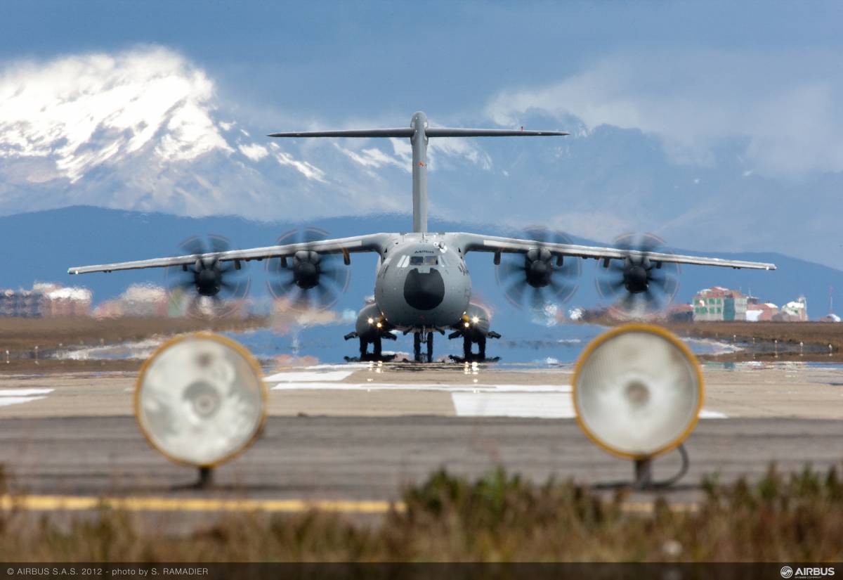 Imagen de las pruebas del A400M en Bolivia, un escenario de gran altitud. Foto: ADS. Imagen de las pruebas del A400M en Bolivia, un escenario de gran altitud. Foto: ADS.