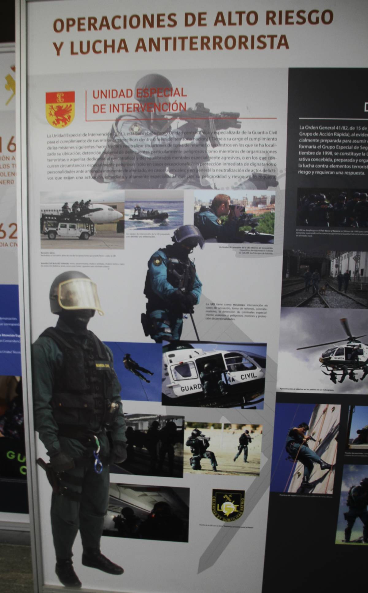 En la exposición se presentas las diferentes especialidades de la Guardia Civil, como es la Unidad Especial de Intervención (UEI). En la exposición se presentas las diferentes especialidades de la Guardia Civil, como es la Unidad Especial de Intervención (UEI).