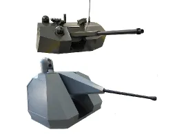 La nueva torre terrestre HITFIST 30 UL (arriba) y la torre naval LIONFISH 30 LIONFISH 30, ambas de Leonardo. Foto: Leonardo