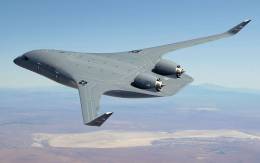 El nuevo concepto de BWB que esta desarrollando la Fuerza A�rea de Estados Unidos. (foto USAF/ JetZero)
