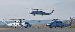 Los tres primeros helic�pteros MH-60R destinados a la Armada de Grecia.  (Foto Lockheed Martin)