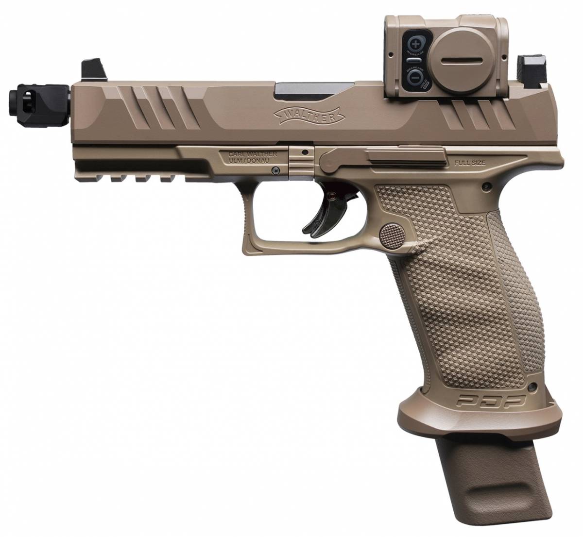 La versi�n est�ndar de la PDP que han adquirido las Operaciones Especiales de Alemania, designada P14, se suministrar�a en tono FDE y contar� con visor Aimpoint ACRO.   (Walther)
