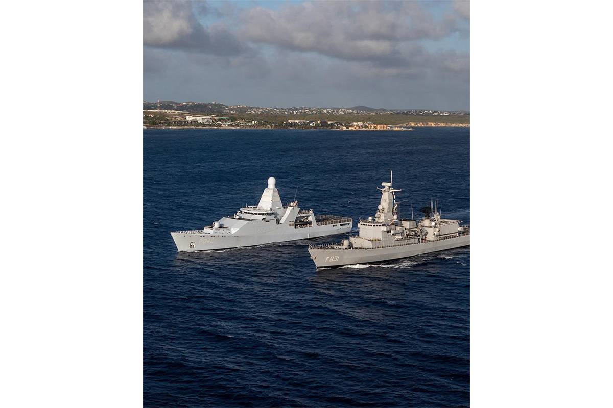 La fragata HNLMS Van Amstel (F831) y el patrullero de alta mar HNLMS Friesland (P842) (Foto: Defensie Caribisch Gebied) La fragata HNLMS Van Amstel (F831) y el patrullero de alta mar HNLMS Friesland (P842) (Foto: Defensie Caribisch Gebied)
