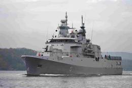 El futuro patrullero �Hrabri� durante sus pruebas en el mar Negro. (foto Ministerio de Defensa de Bulgaria)