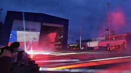 Bandera de Chile, exhibida por Babcock en la presentaci�n del nuevo HMS Active de la Royal Navy. 