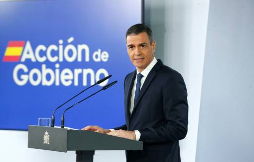 S�nchez durante la presentaci�n del Plan Tecnol�gico e Industrial (Moncloa)